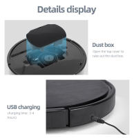 Aspiradora Inteligente Recargable USB Con Tanque De Agua Mopa Robot Succión Fuerte Para Pisos Secos Y Húmedos Limpiador Automático - details 10