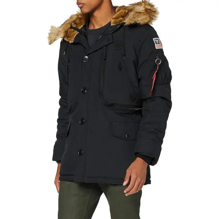 Chaqueta Polar Alpha Industries Hombre Chaqueta de invierno Parkas, Negro (Talla M) - 1