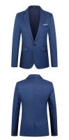 Traje De Otoño Para Hombre Moda Ajustado Con Cuello Redondo De Color Sólido Antirroto Casual Negocios Versátil Traje De Manga Larga - details 7