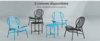 SONGMICS Conjunto Muebles de Jardín, 3 Piezas, Sillas Acapulco, Asientos de Exterior, Mesa Auxiliar y 2 Sillas, Conjunto para Interior y Exterior, Patio Balcón, Negro Tinta/Azul Lago - details 1