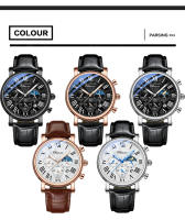 Reloj De Negocios Lujo CHENXI Para Hombre Moda Cronógrafo Fase Lunar Fecha Resistente Al Agua Multifuncional Cuarzo Pulsera Con Manos Luminosas Material De Correa Cuero Display Numeral Romano - details 8