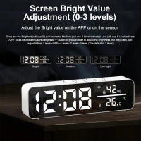 Reloj De Espejo WiFi Tuya Con Sensor De Temperatura Y Humedad Alarma USB Para Decoración De Sala De Estar Pantalla LED Tiempo Y Fecha - details 2