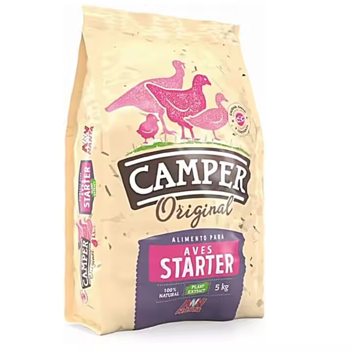 Camper Aves Starter 5kg Alimento a base de pienso completo para el arranque de aves recién nacidas como pollos, patos, pavos, perdigones - Nanta - 1