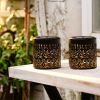 2-Pack Lámparas Solares De Paeonia Para Exterior Decoración De Jardín Diseño Hueco Luz De Hierro Para Patio Fiesta Regalo - details 0