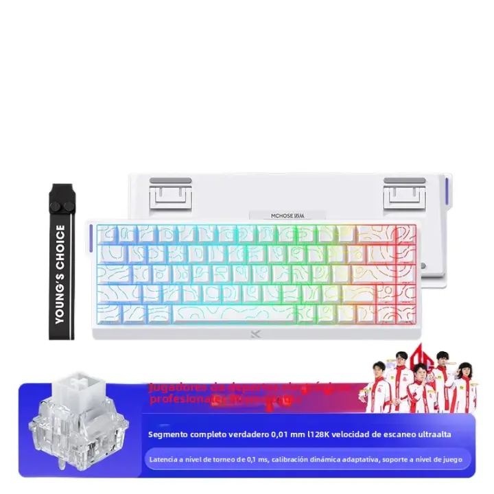 Teclado Mecánico De Cableado Ace68 E-sports Con Eje Magnético Personalizado Contorno Blanco 8000Hz Precisión Alta 0.01mm Para Desktop Laptop Tablet - 1