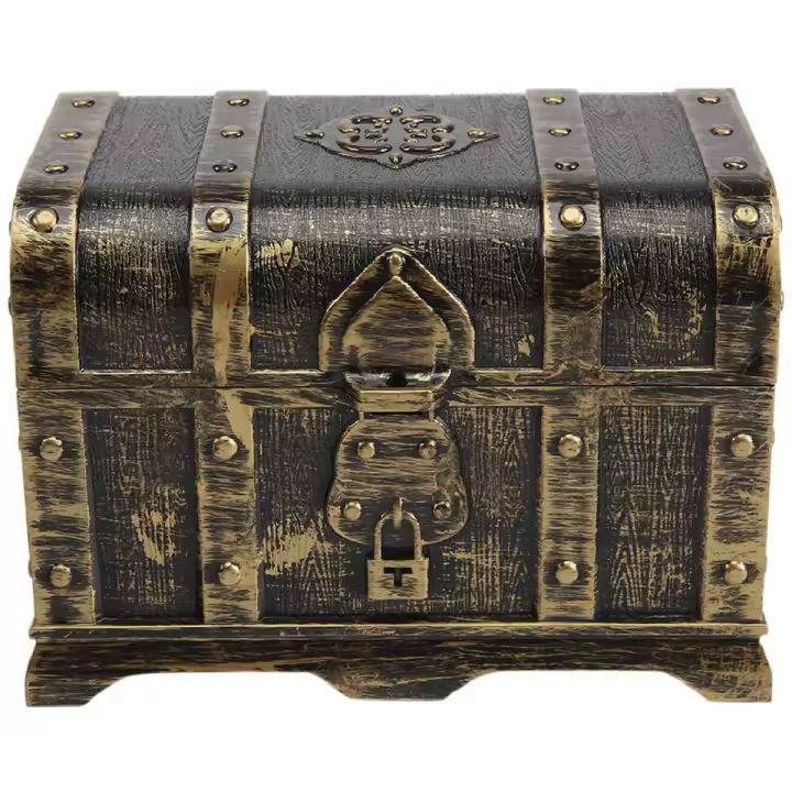 Caja de Tesoro de Pirata Decorativa Keepsake Joyería Plástico Juguete Caja de Tesoro para Fiestas Tamaño B Material de Marco Metal Forma de Almacenamiento Irregular - 1