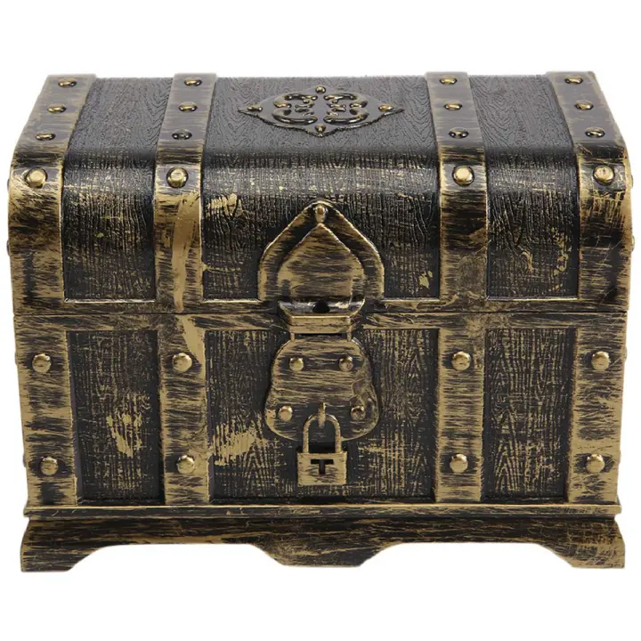 Caja de Tesoro de Pirata Decorativa Keepsake Joyería Plástico Juguete Caja de Tesoro para Fiestas Tamaño B Material de Marco Metal Forma de Almacenamiento Irregular - 1