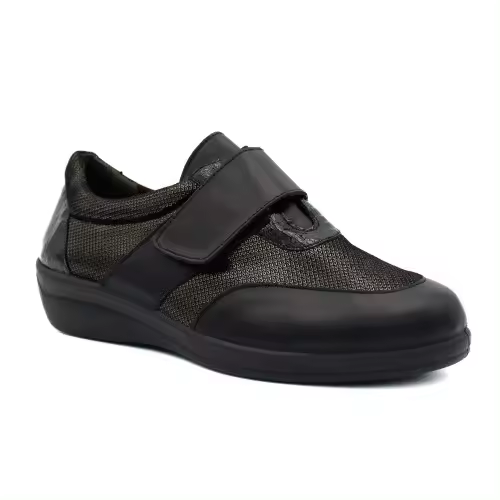 Zapato confort piel natural DR CUTILLAS 43518 con velcro y cuña 4cm. Hecho en España - 1