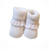 Patucos bebé recién nacido puntilla, Zapatos bebé de punto con detalle, Patucos de punto recién nacido elegantes, Zapatitos bebé con puntilla de encaje, Calzado bebé recién nacido diseño clásico, Patucos suaves bebé con puntilla, Zapatitos bebé - details 3