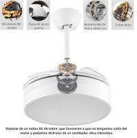 Ventilador de Techo Retráctil OstarkDom con Luz LED – 32W CCT Regulable, Motor DC Silencioso de 6 Velocidades, Control Remoto, Ø1070mm – Ventilador de Techo Moderno para Salón, Dormitorio, Oficina OstarkDom-LEDUNI - details 3