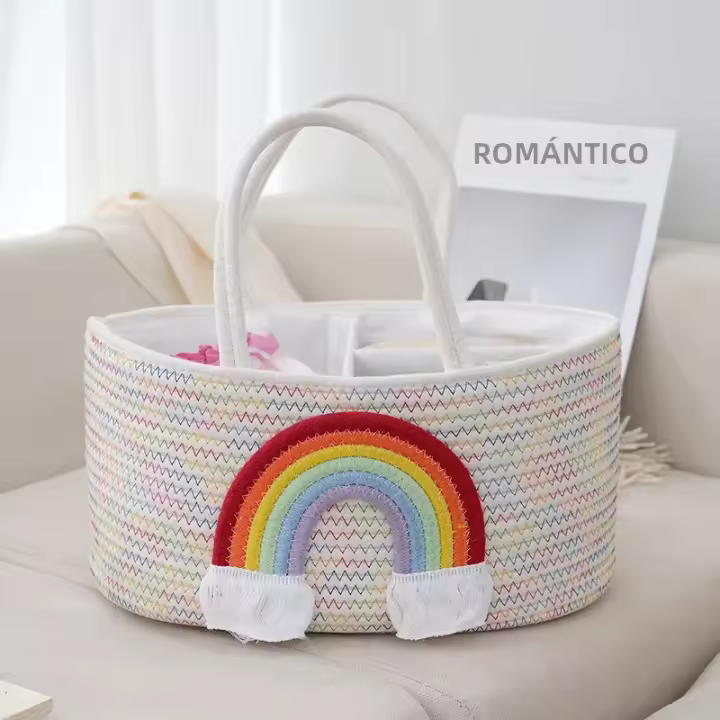 Bolsa De Pañales Multifuncional Para Viajes Portátil Para Mamá Cesta De Almacenamiento De Pañales De Algodón Con Cordón Estilo Unisex - 1