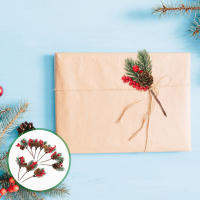Guirnalda De Ramas De Pino Artificial Con Berros Rojos Accesorios De Navidad Decoración De Mesa Falsa Conífera De Poliéster Para Fiesta - details 7