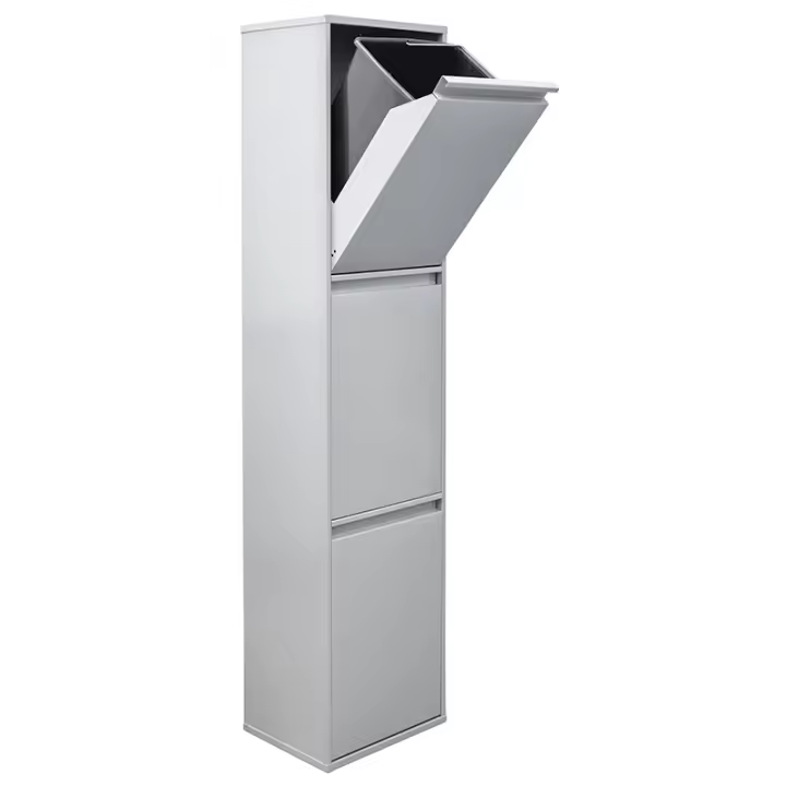 ARREGUI Basic Cubo de Basura y Reciclaje de Acero de 3 Compartimentos | Cubos de Basura de Cocina | Contenedores de Reciclaje para Casa u Oficina | 3x17L (51L) - 1