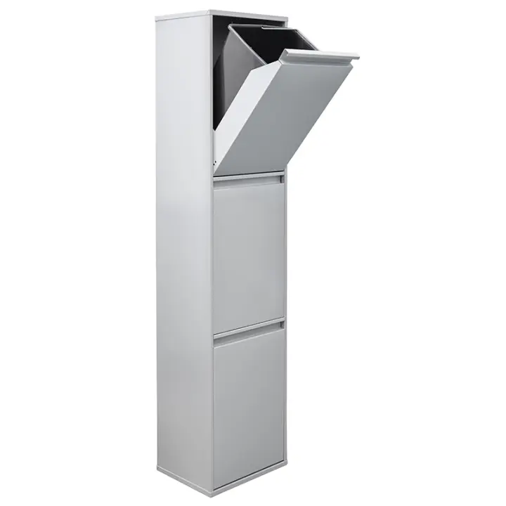 ARREGUI Basic Cubo de Basura y Reciclaje de Acero de 3 Compartimentos | Cubos de Basura de Cocina | Contenedores de Reciclaje para Casa u Oficina | 3x17L (51L) - 1