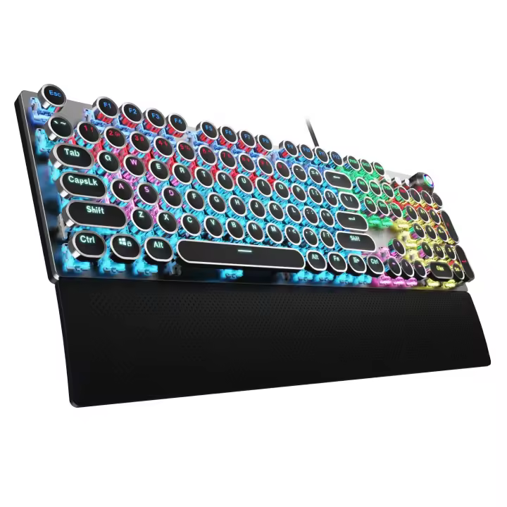 Teclado Mecánico AULA F2088 Retro Punk Con Teclas Redondas Para Gaming Compatible Con PC Laptop Tablet 104 Teclas Cableado RGB Retroiluminación - 1