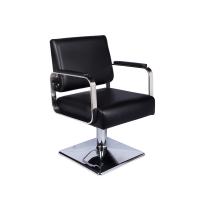 Sillón de peluquería Negro, Brazos de Aluminio, Apoyabrazos de Polipiel, Bomba Hidráulica con Bloqueo, Base Cuadrada - details 0