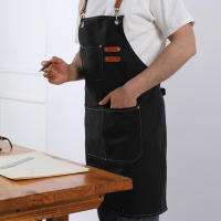 Bata De Trabajo De Lona Gruesa Para Cocina Café Peluquería Carpintero Trabajador De Jardín Con Correa De Denim Y Algodón - details 2