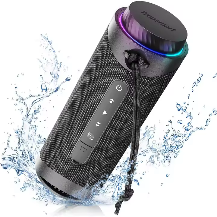 Tronsmart T7 Altavoz Bluetooth Portátil 5.3, Luces Led y Protección Agua IPX7, Graves Potentes con Sonido Stereo 360° 30W - 1