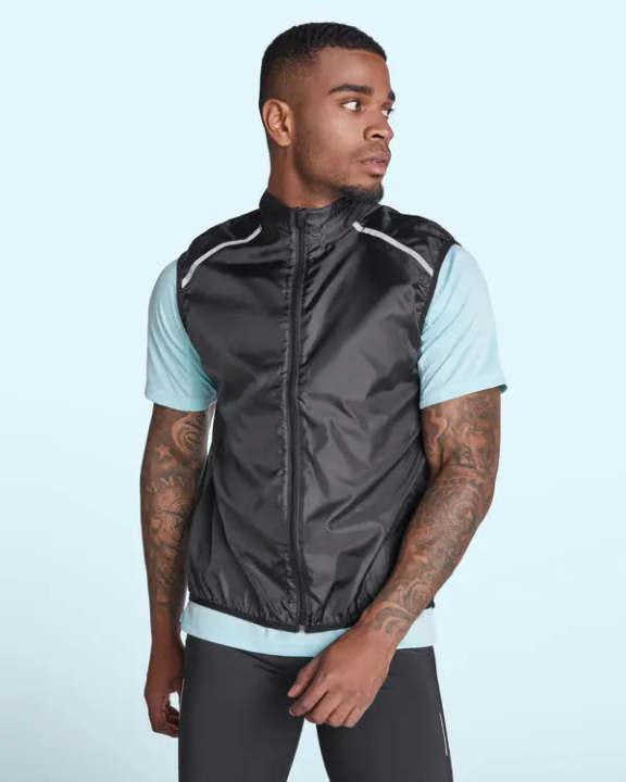 Chaleco técnico ligero de running, con cremallera frontal a tono con protector de barbilla Vetonek