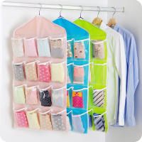 Organizador De Ropa En Estante De Pared 16 Compartimentos Almacenamiento De Ropa De Tela Malla Con Bolsillos Transparentes Para Armario Colgante - details 2