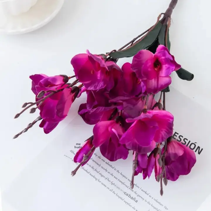 1PC Bouquet De Magnolias Artificiales Para Decoración De Hogar Bodas Navidad Fiestas Fotografía Accesorios Novia - 1