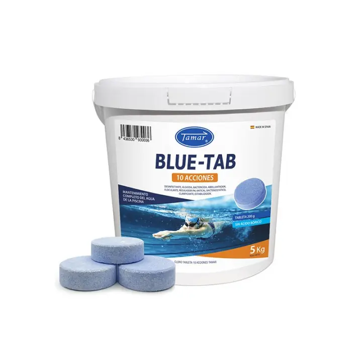 Tamar CLORO 10 ACCIONES BLUE TAB 4KG para Piscinas - Tabletas Multifunción de 200g - 1