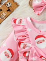 Vestido De Navidad Para Bebé Niñas Con Estampado De San Nicolás Y Manga Larga Estilo Activo Para Otoño Composición 96% Poliéster 4% Elástico - details 3