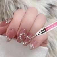 1Pc Art White Dual-head Wax Pen Con Adornos De Diamante Y Herramienta Para Colocar Cuentas De Cristal En Manicura - details 1