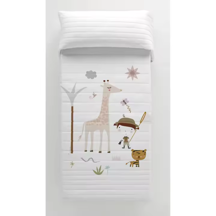 COLCHA BOUTI REVERSIBLE INFANTIL 100% ALGODÓN EXPLORADORA HACIENDO EL INDIO FABRICADO EN ESPAÑA - 1