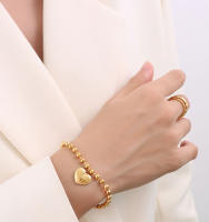 Encanto 1 unidad de pulsera de corazón de melocotón con letras en inglés grabadas de nicho francés, corazones de amor, combinación diaria，pulsera de amor para mujer - details 0