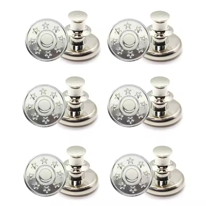 6pcs Botones De Malla Ajustables Y Desmontables Vintage Metálicos Para Ropa Accesorio I-Boton Costura Libre Garantía De Calidad - 1