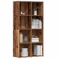 vidaXL Estantería madera de ingeniería envejecida 66x30x130 cm en color Madera antigua/Blanco y roble sonoma/Roble artisan | almacenamiento funcional diseño moderno para baño dormitorio sala - details 0