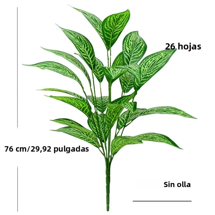  Ramas De Magnolia Artificial 76cm 26 Hojas Falsas Para Decoración De Jardín Y Exteriores Material Plástico Color Verde - 1