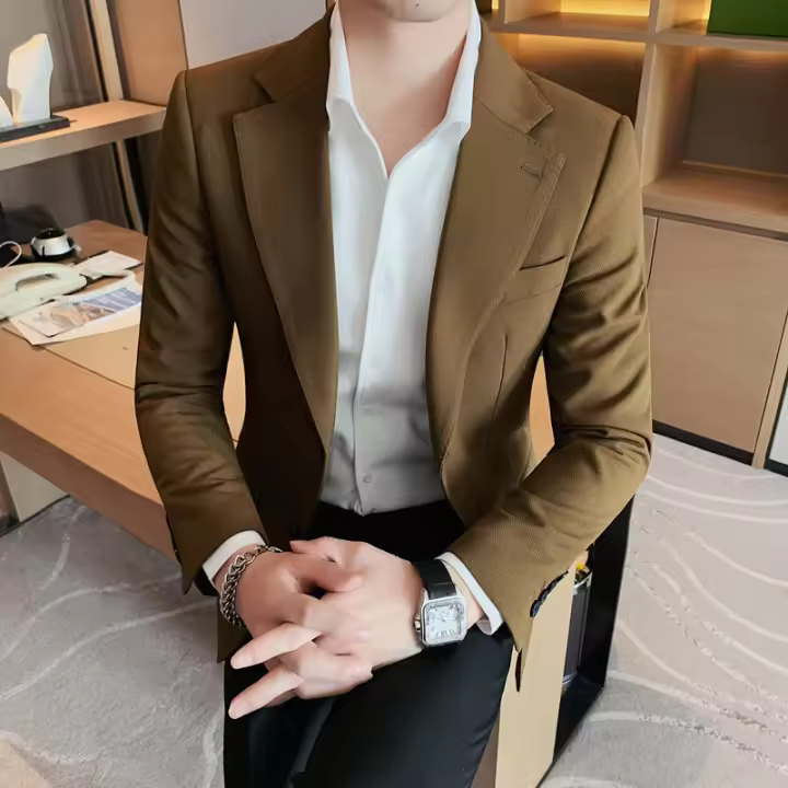 Chaqueta De Traje Para Hombre Estilo Elegante Monabroca Calidad Superior Casual Formal Color Sólido Ajustada 2024 - 1