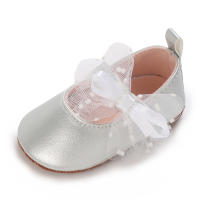 Zapatos De Princesa Plateada Para Bebés Recién Nacidos 0-18M Casual Con Lazo Antideslizante Suela De Tela Bajo El Tobillo PU Decoración De Cinta Para Niñas - details 7