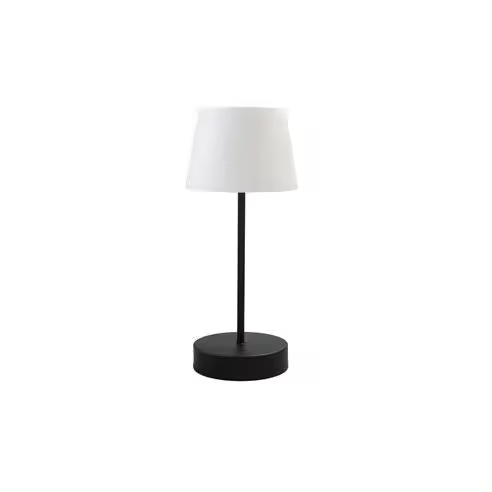 CRISTAL RECORD Lámpara de Mesa LED Merida Negro IP44 3W 300Lm. 3000K - Diseño Elegante - Batería Recargable - Luz Regulable - Base con Puerto USB - 1