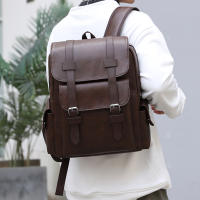 Mochila Grande Para Laptop 2023 Mochila De Hombro Suave Para Hombres Material Principal PU Cuero Negro Marrón Bolsa Escolar Para Adolescentes Y Jóvenes - details 13
