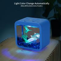 Acuario Pequeño Y Transparente De Mesa En Acrílico Con Luz LED Ambiental Y Bloques De Construcción Para Decoración De Interiores - details 6