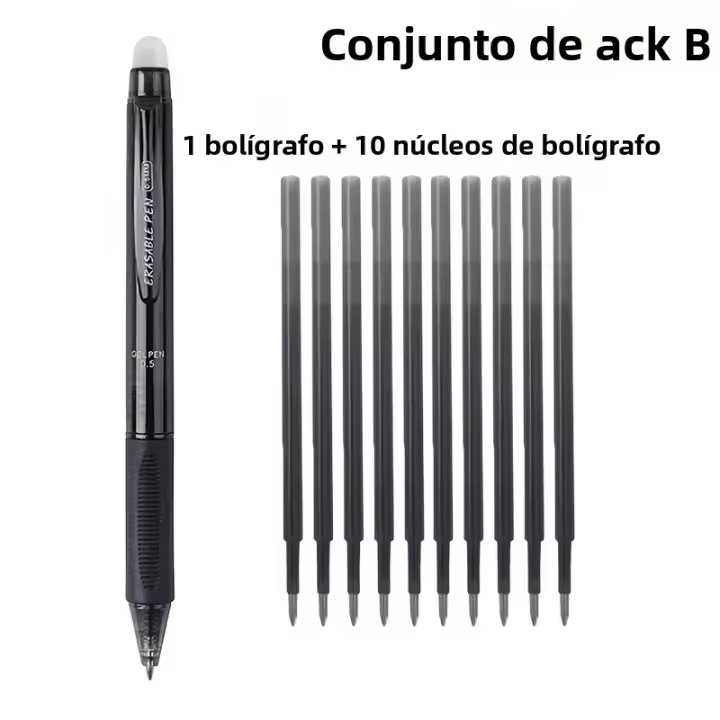 Juego De 11 Piezas De Bolígrafos De Gel Profesional 0.5mm Borrables Con Gran Capacidad Cada Bolígrafo Tiene Su Propio Borrador De Goma Y 10 Recargables - 1