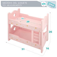 WOOMAX - Litera de madera para muñecas, de juguete, 31x16x26 cm, color rosa, educativo, ecológico, juego de roles, para  mayores de 3 años - details 4