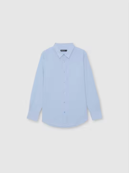 Camisa de lino con cuello clásico, manga larga y cierre de botones INSIDE - 1