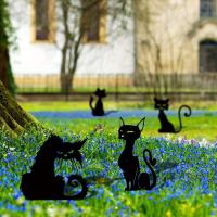 Palos De Jardín De Metal En Forma De Gato Negro Decoración Exterior Estatuas De Animales De Acero Silueta De Animal Para Jardín - details 3