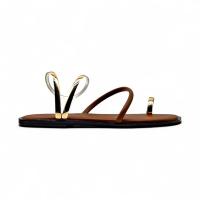 Sandalias Planas de Mujer con Punta Cuadrada, Tira Dedo y Pulsera Tobillera Metálica en Dorado y Plateado, Diseño Minimalista y Elegante para Verano, Playa o Eventos Casuales - details 3