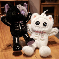Muñeco De Peluche Gato Esqueleto Negro Kawaii Creativo Animal De Peluche Cojín Gótico Para Niños Regalos De Halloween Tamaño 40cm Relleno De Algodón PP - details 1