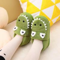 Pantuflas Verdes De Peluche Para Niños Con Patrón De Dinosaurio Lindo Antideslizantes Para Uso Interior Tallas Para Edad 3-6 Años - details 9