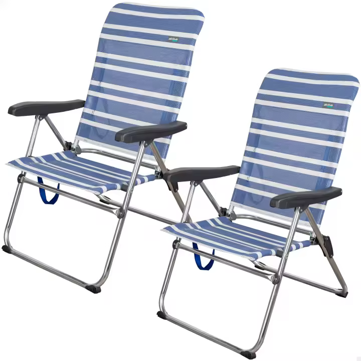 Pack ahorro 2 sillas playa Mykonos multiposición antivuelco 47x63x93 cm Aktive - 1