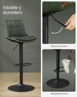 Set de 2 taburetes de bar giratorios y regulables, acolchado, con respaldo y reposapiés, de acero, para cocina y comedor, color negro tinta o marrón caramelo - details 21