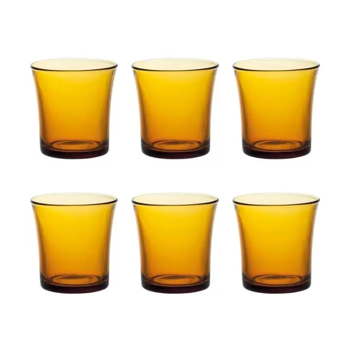 STARLEY-Duralex Set de 6 vasos de cristal templado,vasos Ambar,Creole,modelo LYS,21CL,vasos para agua, bebidas, 7,8 x 8 cm,resistentes a los golpes y choques térmicos,aptos para microondas, lavavajillas - 1