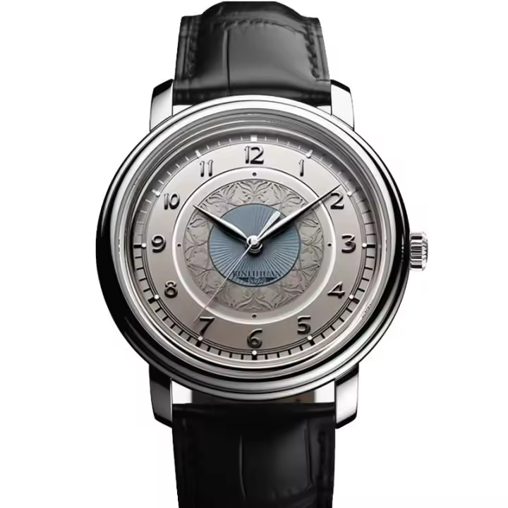 Reloj De Cuero Negro Impermeable Para Hombre Moda Negocios Con Mostrador Arábigo Y Cierre De Hebilla Movimiento Cuarzo - 1