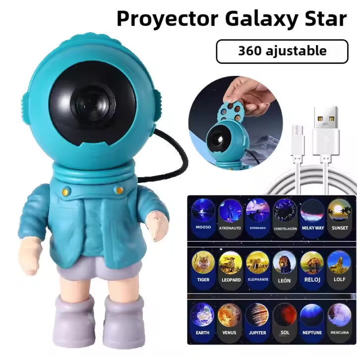 Proyector De Estrellas Nuevas Luz De Noche Galaxia Astronauta Espacial Proyector Nebulosa Estelar Lámpara LED Para Decoración De Habitación Regalo Infantil - 1